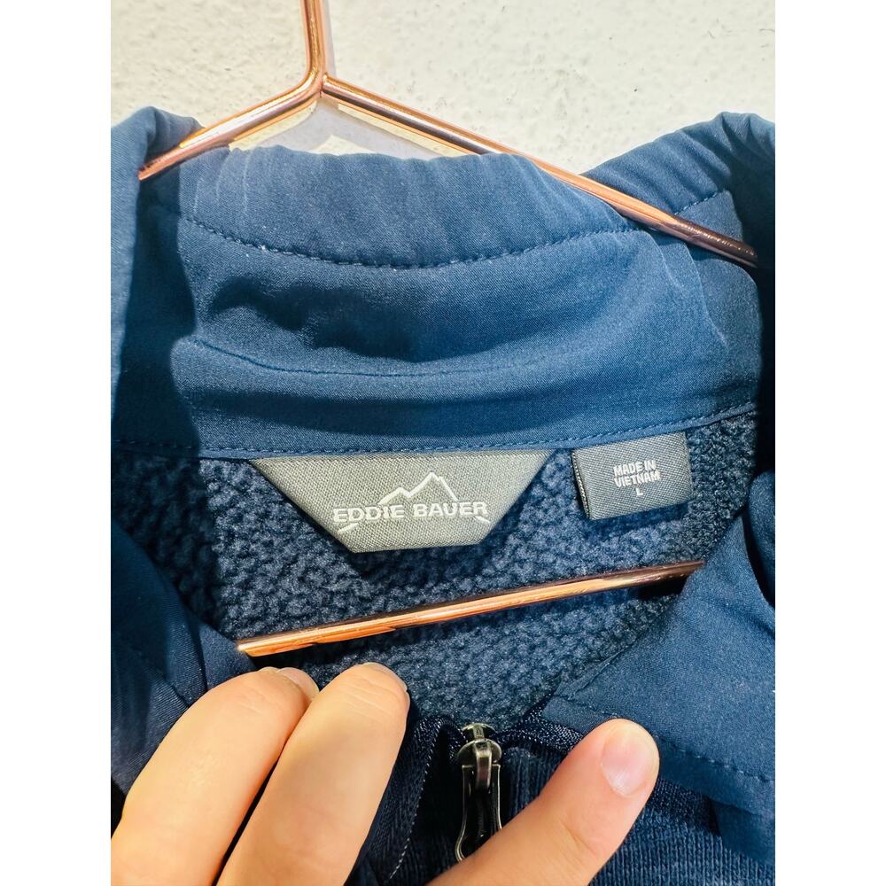 EDDIE BAUER Blue Full Zip Up SGC Embroidered Front Zip Pocket Jacket sz Large - Picture 3 of 13